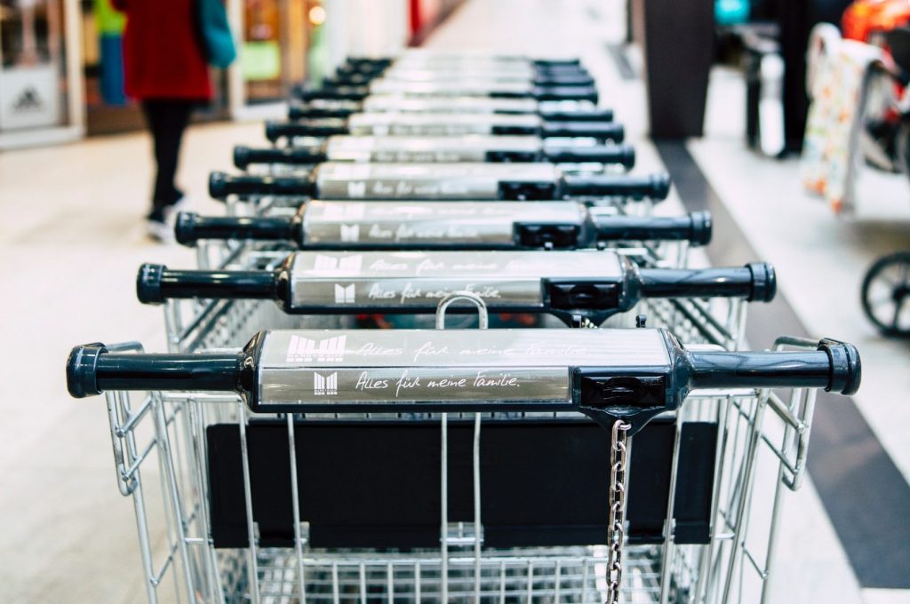 row of shopping trollies